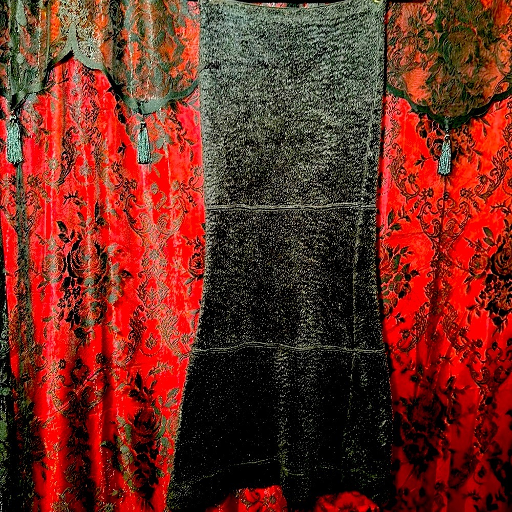 1990’s, Lip service gothic fur maxi skirt. Small